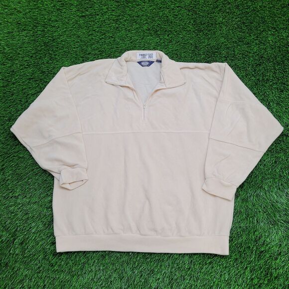 Vintage 90s MOD Velour Sweater XL 24x27 Beige - Picture 1 of 13